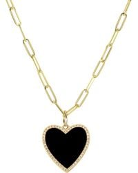 KAMARIA - Onyx Heart Necklace With Diamonds - Lyst