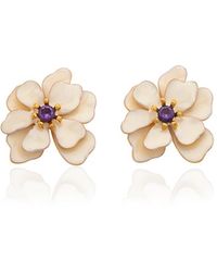 Milou Jewelry - Cream Violetta Flower Earrings - Lyst