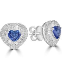 Artisan - Heart Sapphire & Diamond Stud Earrings - Lyst