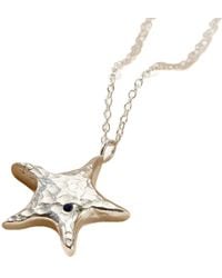 Posh Totty Designs - Sterling Chunky Star Necklace With Sapphire Birthstone - Lyst
