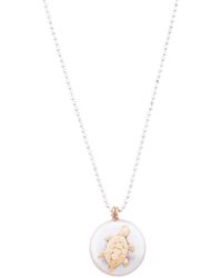 Oana Savu - Freshwater Round Pearl Pendant Turtle Charm Chain - Lyst