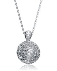 Genevive Jewelry - Sterling Cubic Zirconia Round Shaped Pendant - Lyst