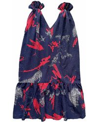 Arto. - Shoulder Ruffles Gathered Floral Midi Dress - Lyst