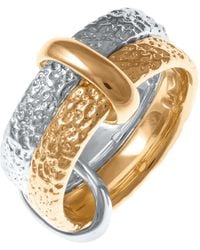 Lucy Quartermaine - Solid Sterling Multi Finish Double Hula Joined Ring - Lyst