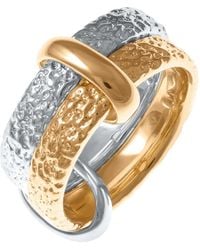 Lucy Quartermaine - Solid Sterling Multi Finish Double Hula Joined Ring - Lyst