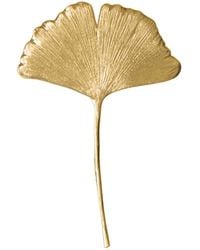 Agora Jewellery - Ginkgo Biloba Plated Bronze Brooch - Lyst