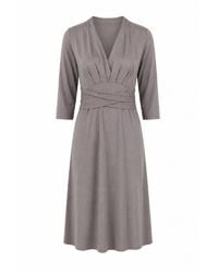 Conquista - Elegant Wrap-Waist Midi Jersey Dress - Lyst