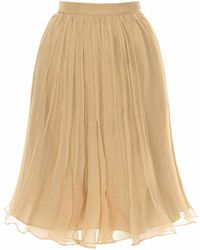 AVENUE No.29 - Neutrals Gathered Silk Midi Skirt - Lyst