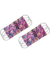 Rumour London Reusable Protective Cloth Masks With Integrated Filter In Liberty Floral Print - Purple