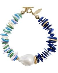 Farra - Kyanite And Colorful Shell With Baroque Pearl Bracelet - Lyst