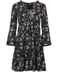 Conquista - Floral A Line Dress With Bell Sleeves - Lyst
