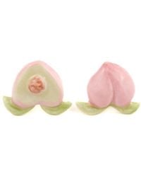 H2 Studio - Peach It Surreal Non-Symmetrical Peach And Leaves Earrings Piercing - Lyst