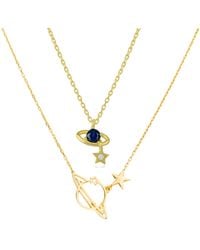 Spero London - Double Saturn Necklace Layering Set Sterling - Lyst