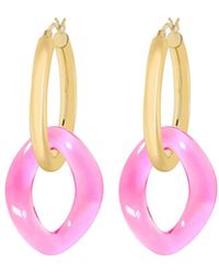 Gold & Honey - And Lucite Curb Link Drop Hoop Earrings - Lyst