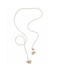 Farra - Freshwater Pearl And Agate With Tassel Open End Long Necklace - Lyst
