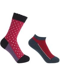 Peper Harow - Made in England - Pin Polka Burgundy Luxury Crew & Denim Trainer Socks Bundle - Lyst