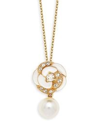 Grosse - Pearl & Crystal Flower Necklace Series Blanc Camelia - Lyst