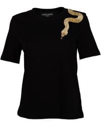 House of Laines London - Laines Couture Embellished Shoulder Snake T-Shirt - Lyst