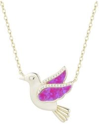 KAMARIA - Opal Dove Bird Necklace With Crystals - Lyst