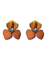 Nana Watanabe - Neutrals Click Flora Folded Dimensional Embroidered Earrings - Lyst