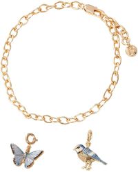 Fable England - Fable Cable Chain Bracelet, Enamel Blue Tit Charm, Enamel Blue Butterfly Charm - Lyst