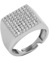 Spero London - Sterling Square Pave Signet Ring - Lyst