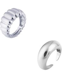 Spero London - Large Multi Dished Puffy & Dome Sterling Ring Stacking Set - Lyst