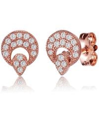 Genevive Jewelry - Rose Cubic Zirconia Sterling Rose Plated Round Stud Earrings - Lyst
