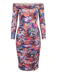 concept A trois - Off-The-Shoulder Floral Bodycon Dress - Lyst