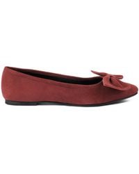 Rag & Co - Chuckle Burgundy Big Bow Suede Ballerina Flats - Lyst