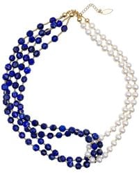 Farra - Lapis With Freshwater Pearls Multi Layers Necklace - Lyst
