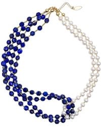 Farra - Lapis With Freshwater Pearls Multi Layers Necklace - Lyst