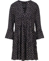 Conquista - Camel & Dark A Line Dress With Bell Sleeves - Lyst