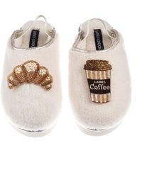 Laines London - Neutrals Flatform Cloud Closed Toe Slippers With Coffee & Croissant Brooches Brooches - Lyst