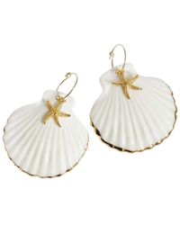 POPORCELAIN - Golden Edge Clam Shell With Starfish Hoop Earrings - Lyst