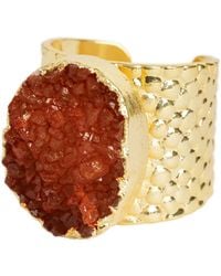 YAA YAA LONDON - Agate Crystal Statement Gold Ring - Lyst