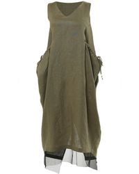 Metamorph - Long Linen Dress With Oversized Pockets - Lyst
