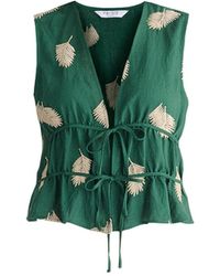 Paisie - Leaf Embroidered Tie Front Waistcoat - Lyst