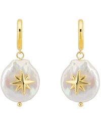 LÁTELITA London - North Star Coin Pearl Drop Earrings Gold - Lyst