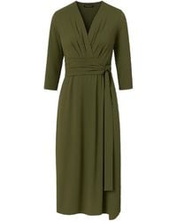 Conquista - Khaki 3/4 Sleeve V-Neck Wrap Dress – Soft Viscose Jersey - Lyst