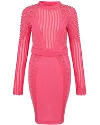 Sour Figs - Studded Sheer Knit Mini Jumper Dress - Lyst
