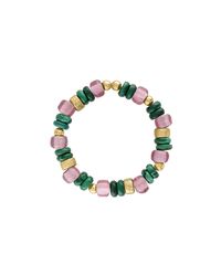 Olivia Le - Malachite Mixed Glass Bead Bracelet - Lyst