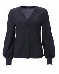 Carloslines - V-Neck Bar Tack Long Sleeve Blouse - Lyst