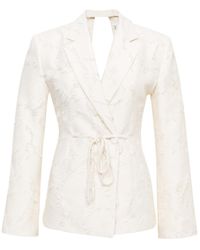SÉLONE - Jora Fringe Open-Back Blazer Cream - Lyst