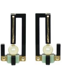 Gissa Bicalho - Acrylic Handmade Earring Meander Pearl Pale - Lyst