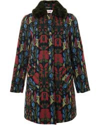 Louche - Dryden Folk Jacquard Fur Collared Coat - Lyst