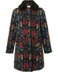 Louche - Dryden Folk Jacquard Fur Collared Coat - Lyst