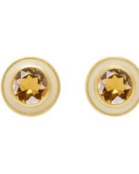Augustine Jewels - Citrine And Cream Enamel Stud Earrings - Lyst