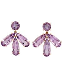 Artisan - 18k Yellow Gold Amethyst Diamond Designer Dangle Earrings - Lyst