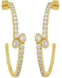 Artisan - 14K Diamond Open Hoop Earrings - Lyst